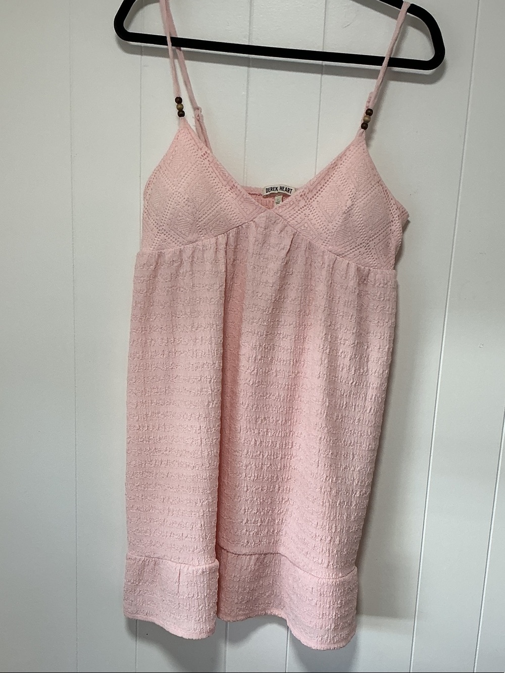 Derek Heart Light Pink Textured Knit Chemise